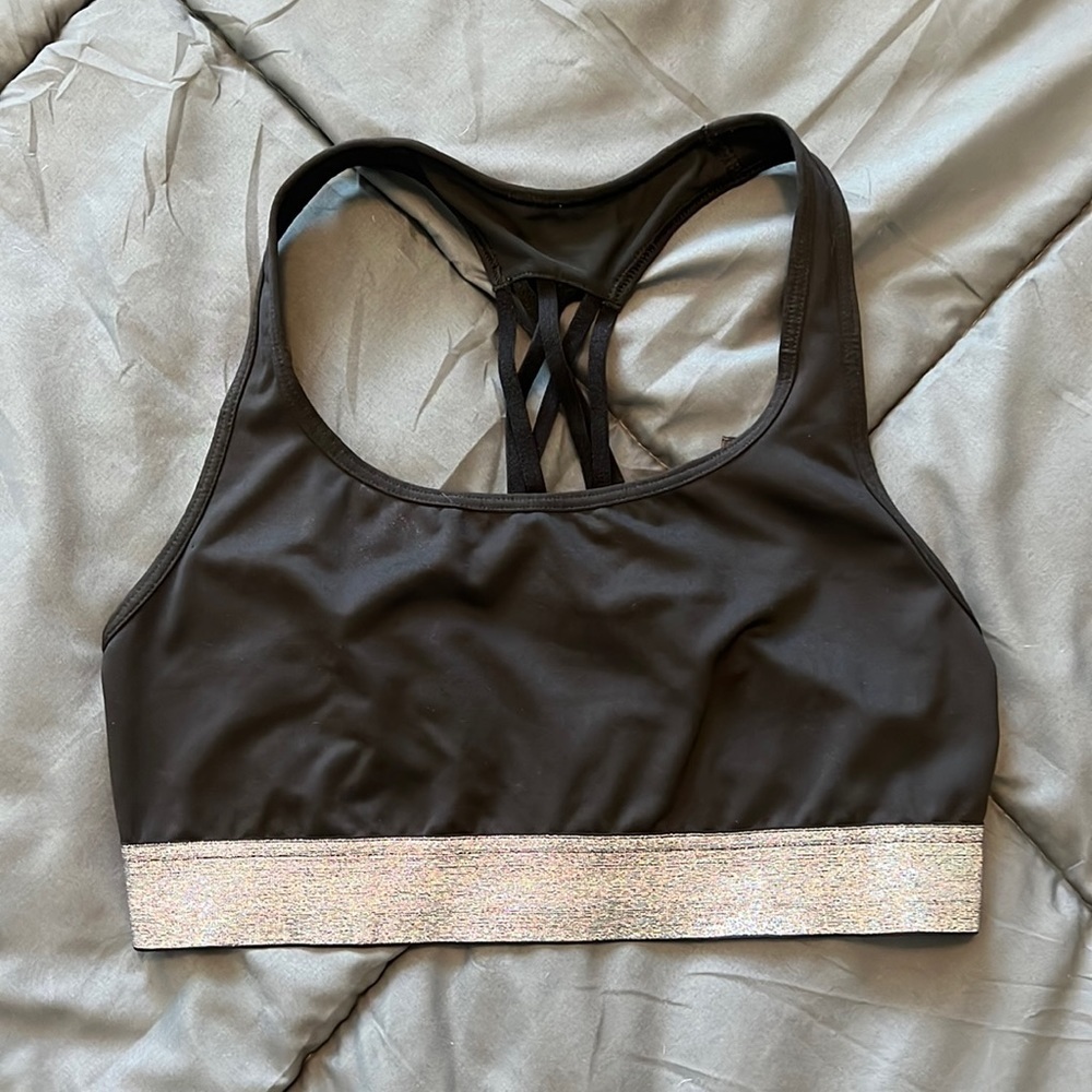 VS The Player Sports Bra Black/Silver Size Small